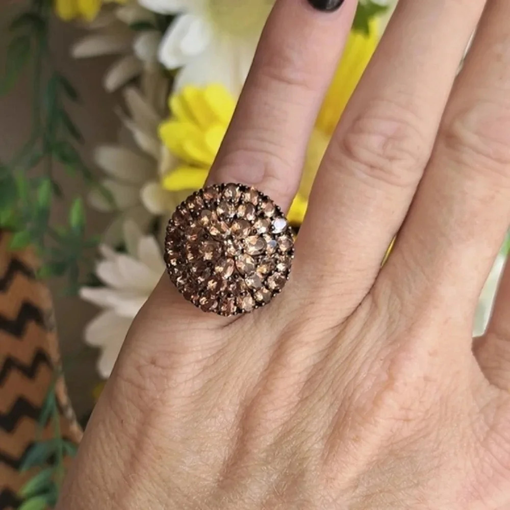 Natural Jenipapo Andalusite Large Cluster Style Ring. - Picture 4 of 6